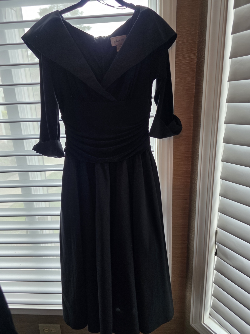 Jessica Black Midi Dress with Draped Waist